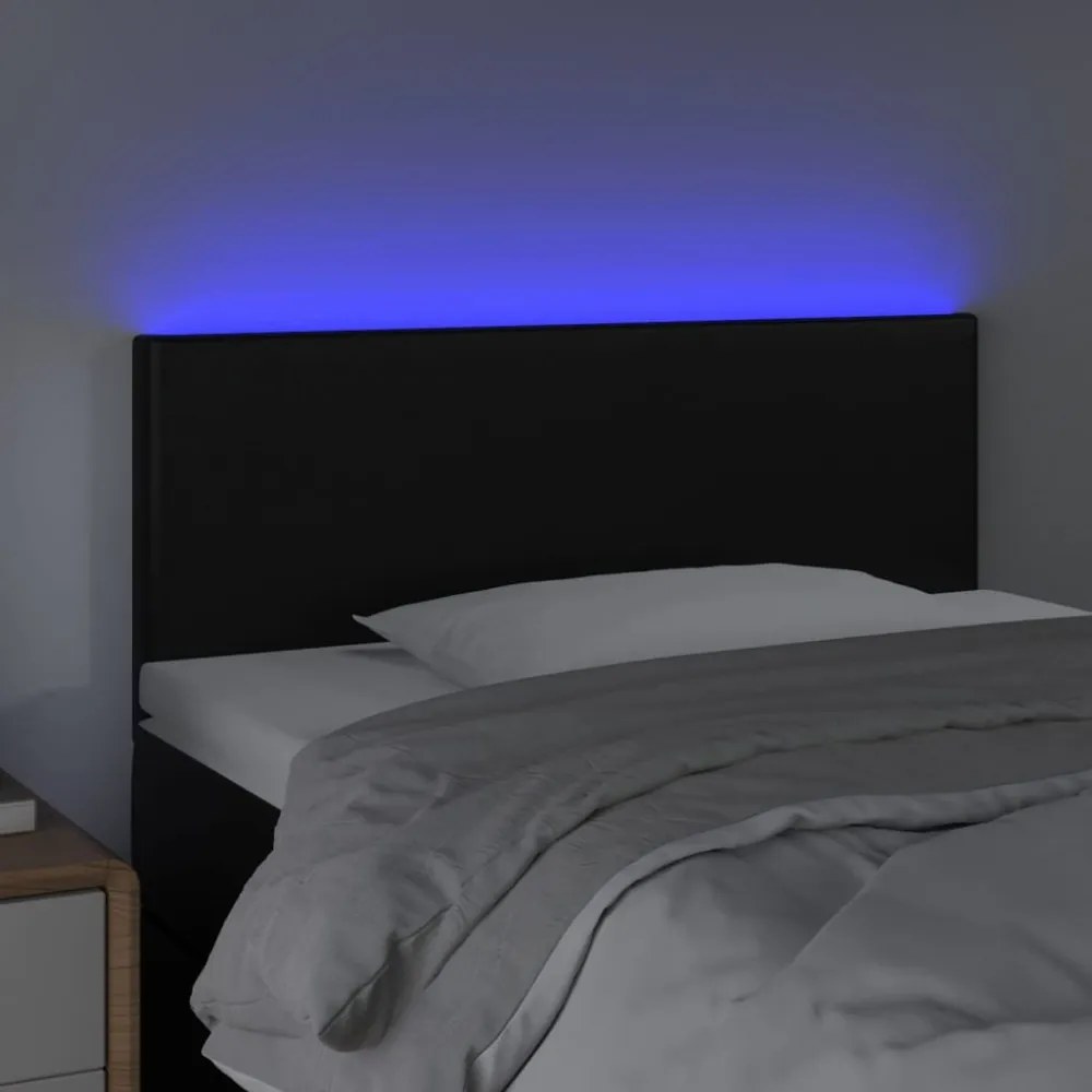 fekete műbőr LED-es fejtámla 90 x 5 x 78/88 cm