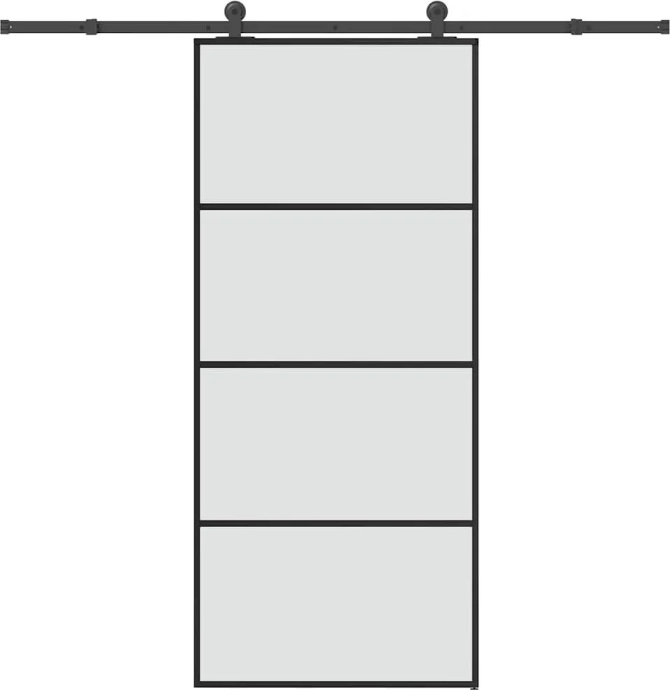 vidaXL ESG üveg és alumínium tolóajtó fémszerelvény-szettel 90x205 cm
