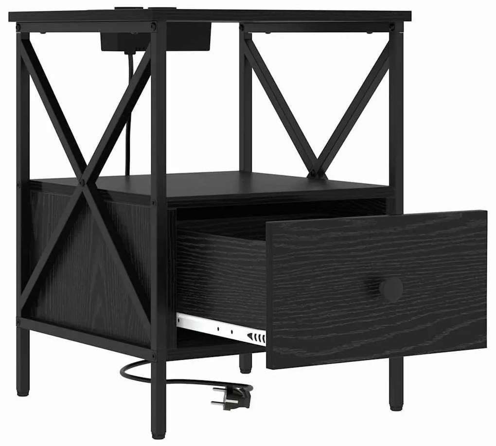 vidaXL Éjjeliszekrény 2 pcs Fekete tölgy 41,5 x 40,5 x 55 cm Faanyag