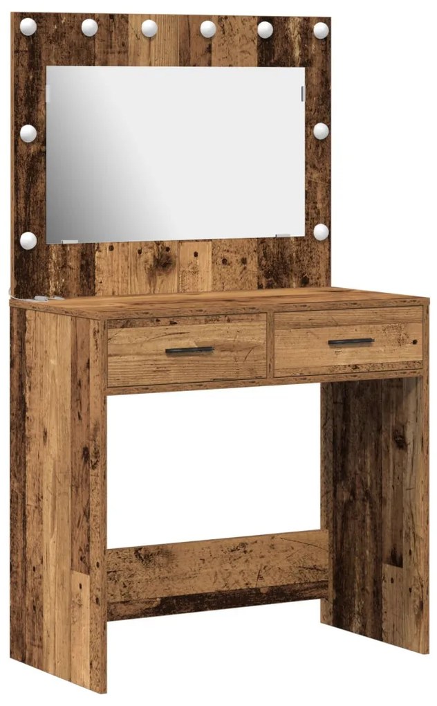 LED világítással ellátott sminktükör Öreg fa 78,5x41x135 cm