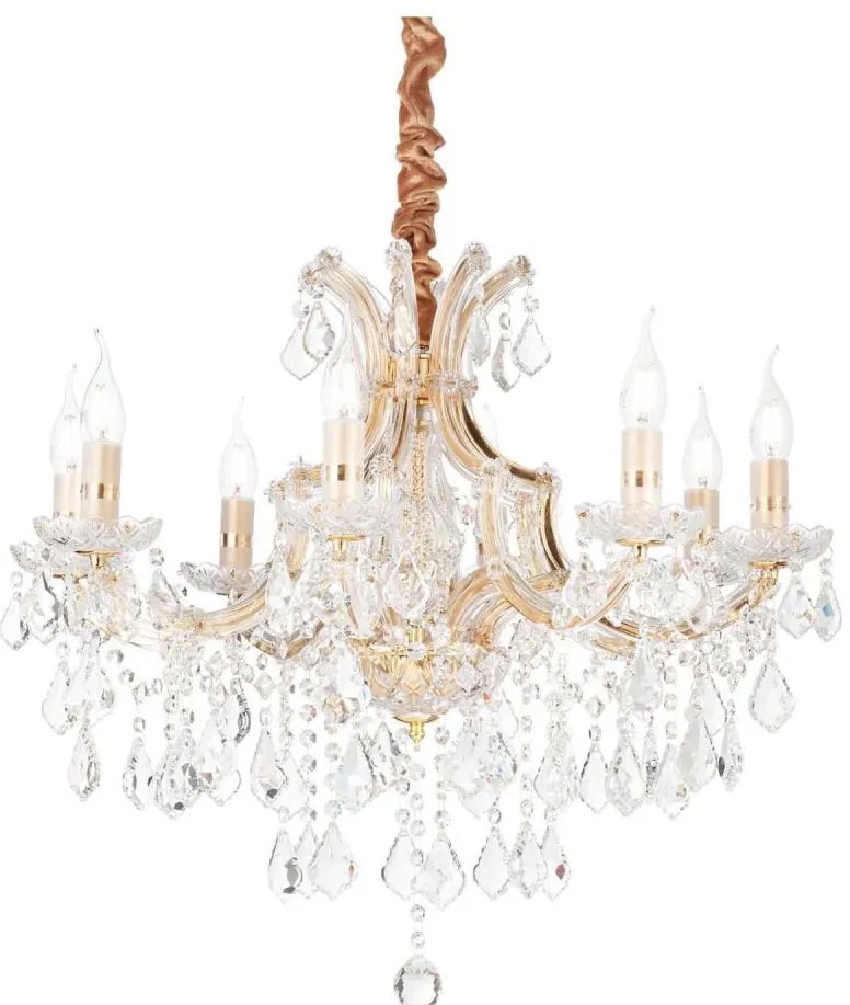 Ideal Lux - Kristály csillár láncon NAPOLEON 8xE14/40W/230V átm. 67 cm arany