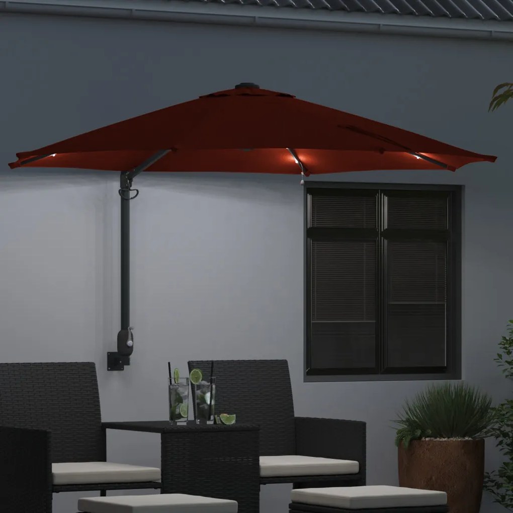 Falra Szerelhető Kert Napernyő LED-del Terrakotta 248 cm
