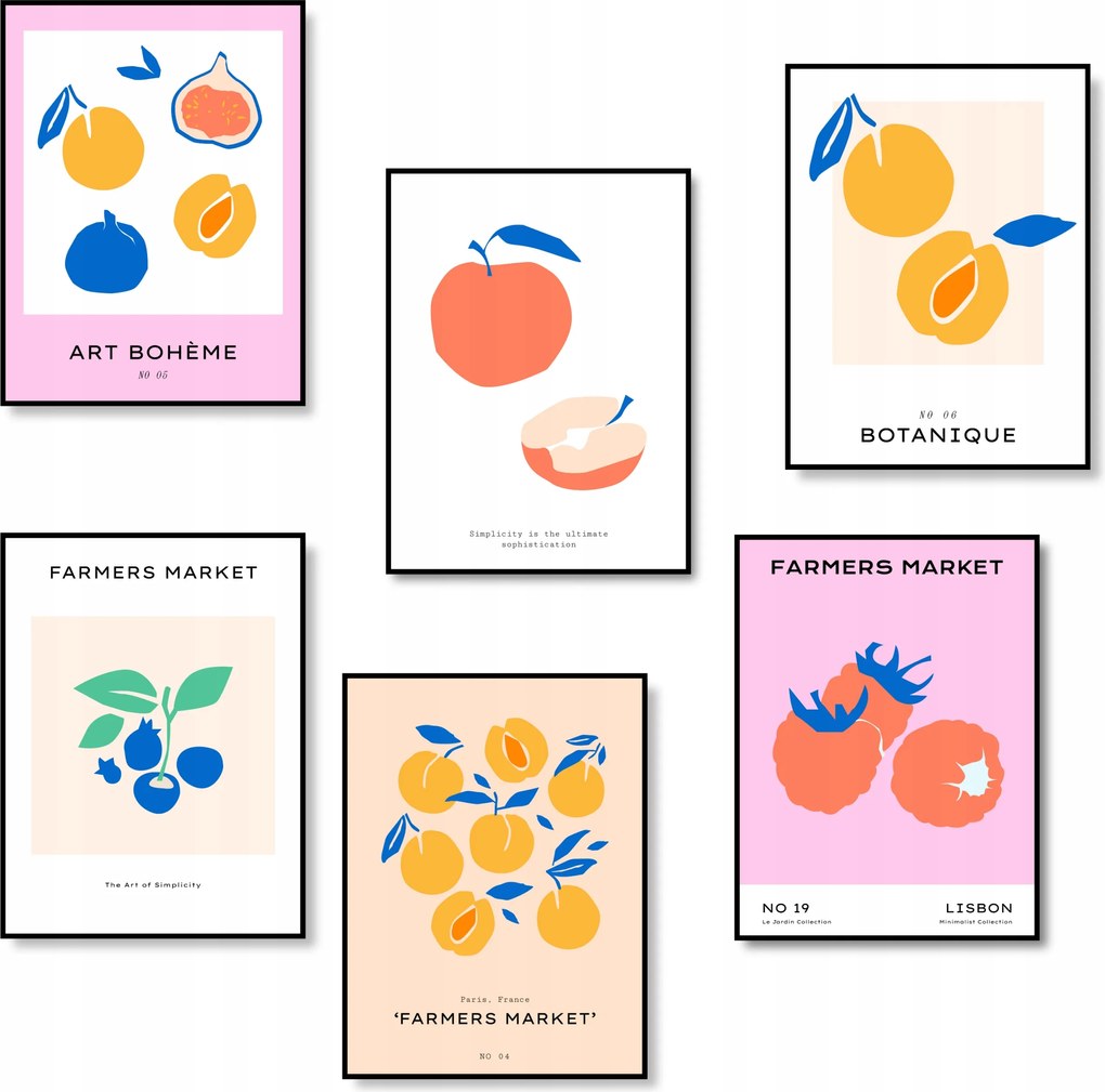 Poszter Absztrakt 6 db-os Konyhai Fali Dekoráció Szett A4 *Sok minta*