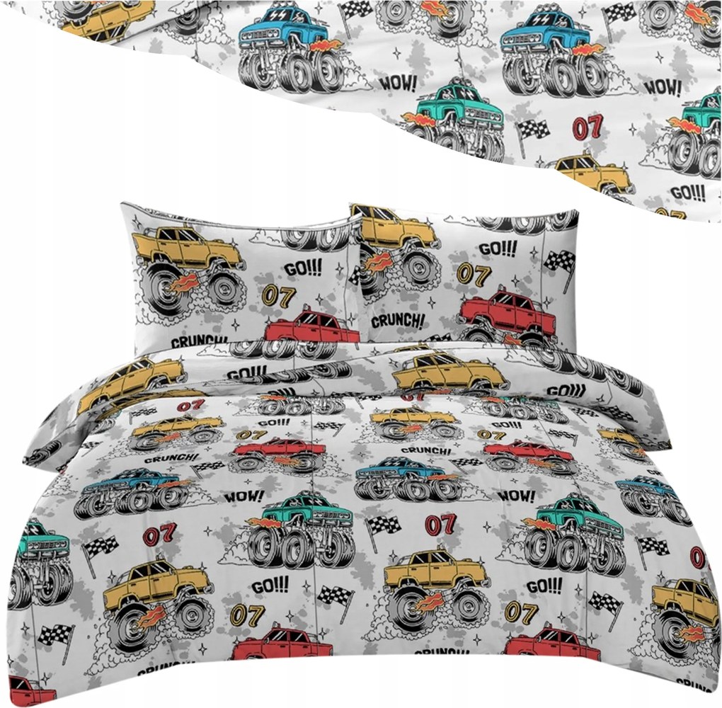 Ágyneműhuzat 160x200 2 párnahuzat 3D teherautó ágyneműhuzat garnitúra Többféle minta