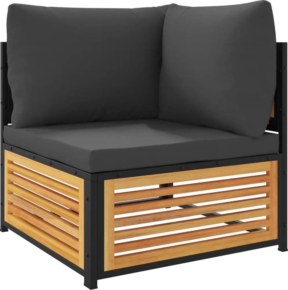 vidaXL tömör akácfa kerti sarokkanapé párnákkal