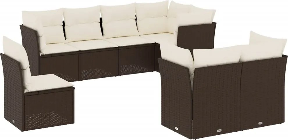 vidaXL 8 részes barna polyrattan kerti ülőgarnitúra párnákkal