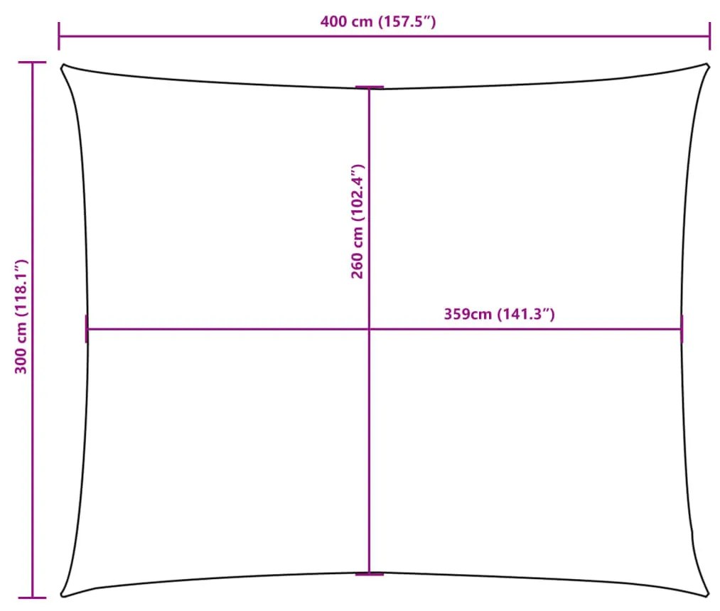 fehér téglalap alakú oxford-szövet napvitorla 3 x 4 m