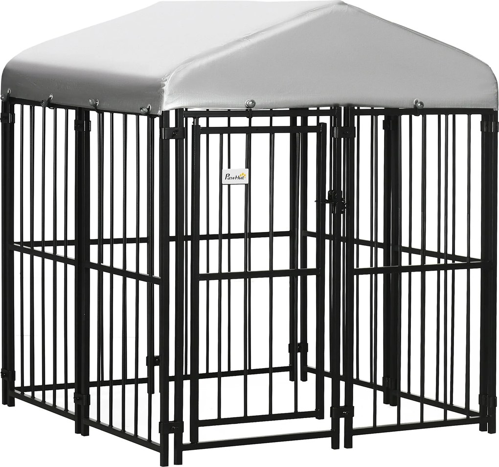 PawHut Közepes és Kicsi Kutyák Számára Kialakított Kenel, Tetővel Ellátott Kutyaház 122x122x138cm | Aosom