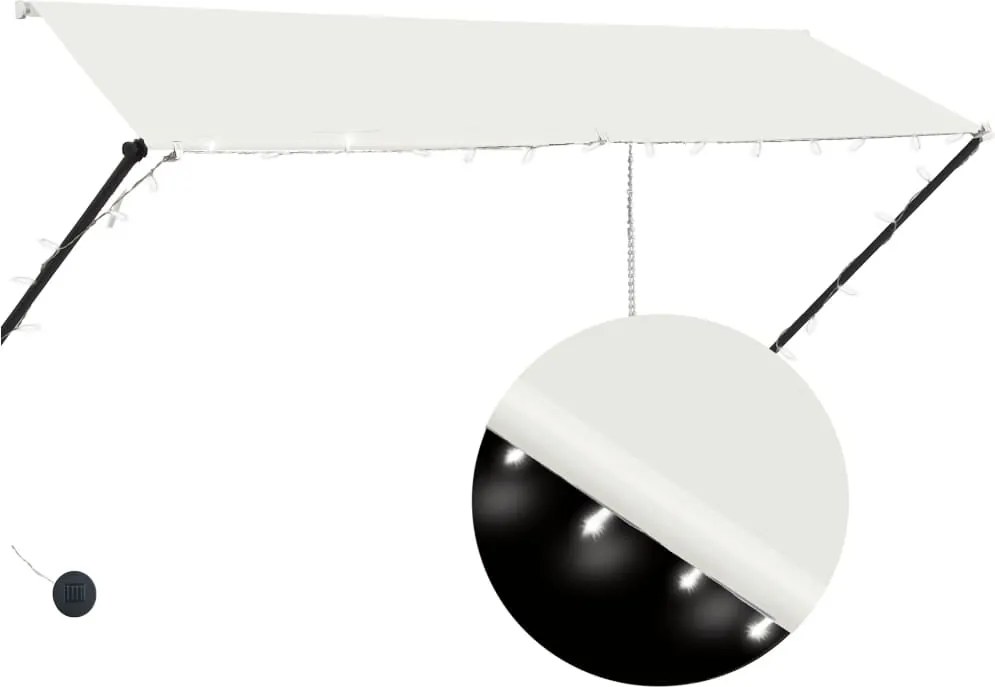 vidaXL feltekerhető krémszínű napellenző LED-del 300 x 150 cm