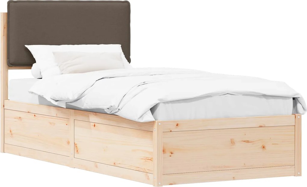 vidaXL Ágykeret Kárpitozott Fejtámlával Tópszínű 90 x 200 cm
