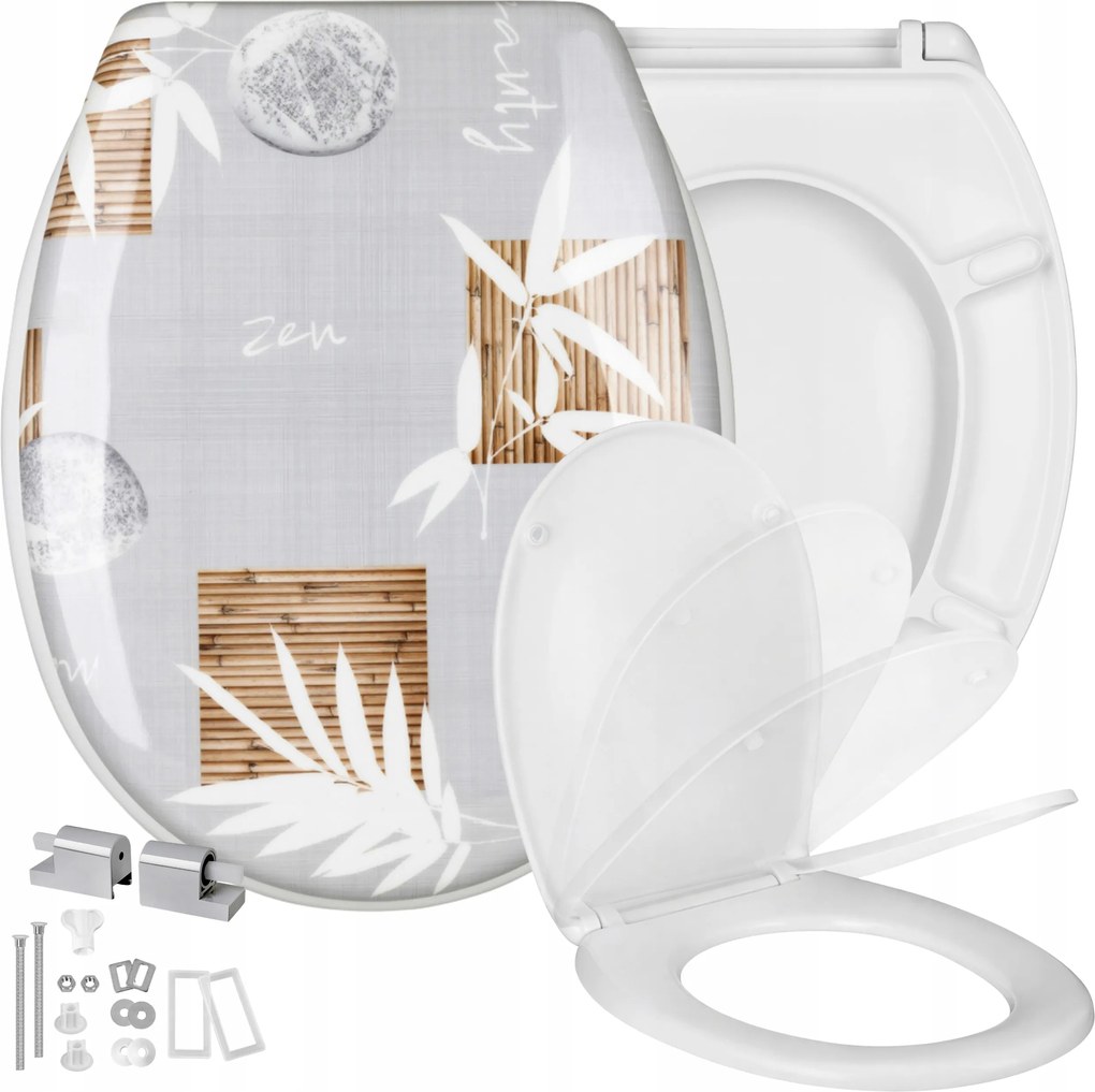 WC-ülőke Univerzális Szabadon ereszkedő Kemény Duroplast Calmi nyomtatás