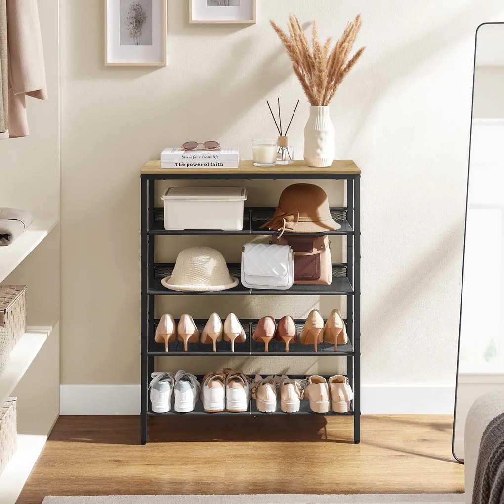 Cipősszekrény TAYLOR ARTISAN fekete szerkezettel, 4 polc