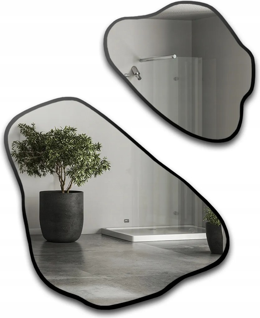 Morion szabálytalan tükör szett fekete keretben 130x161 dekoratív