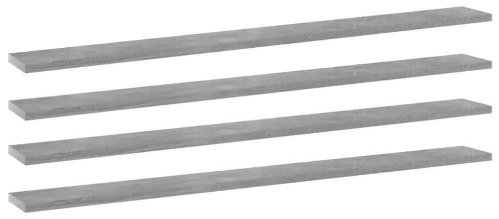 4 db betonszürke szerelt fa könyvespolc 100 x 10 x 1,5 cm