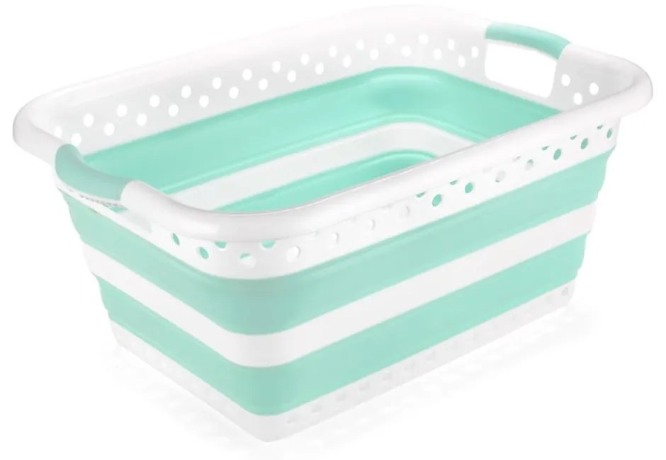 Collapsible Laundry Basket fehér-türkiz összecsukható szennyeskosár - Addis