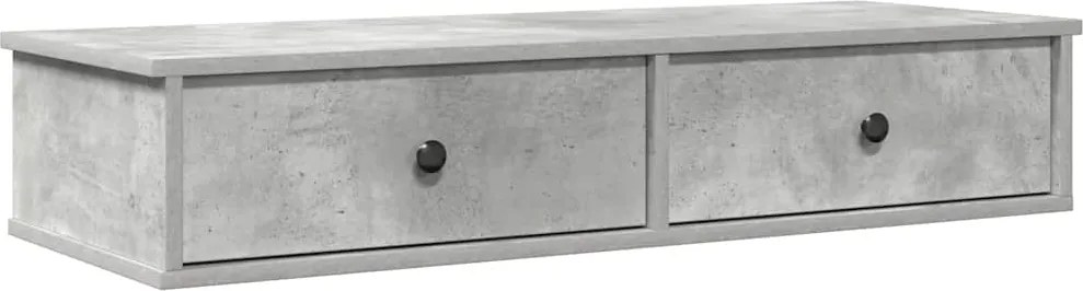 vidaXL betonszürke szerelt fa falipolc fiókokkal 100 x 37,5 x 19 cm