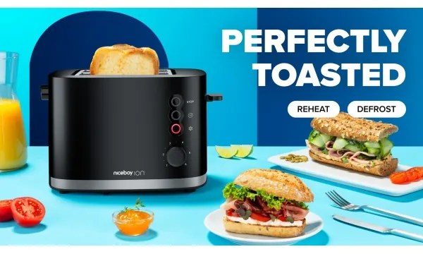 Niceboy ION Cruncher C3 - Kenyérpirító két lyukkal és pörkölővel 870W/230V fekete