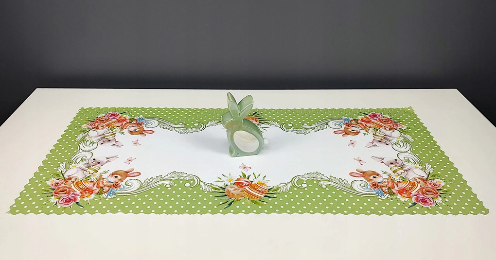 Húsvéti futópad 40x85 nyuszi húsvét Zöld Oldal Virágok húsvéti tojás
