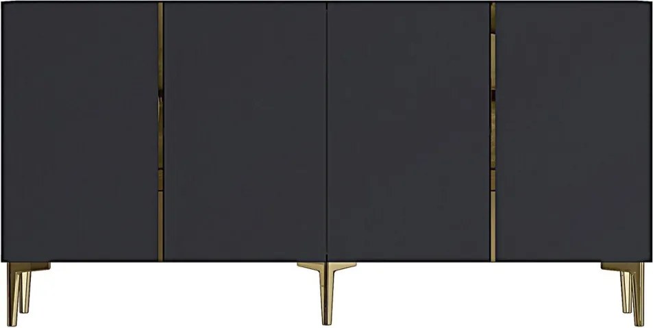 Poli komód, antracit-arany, 150 cm