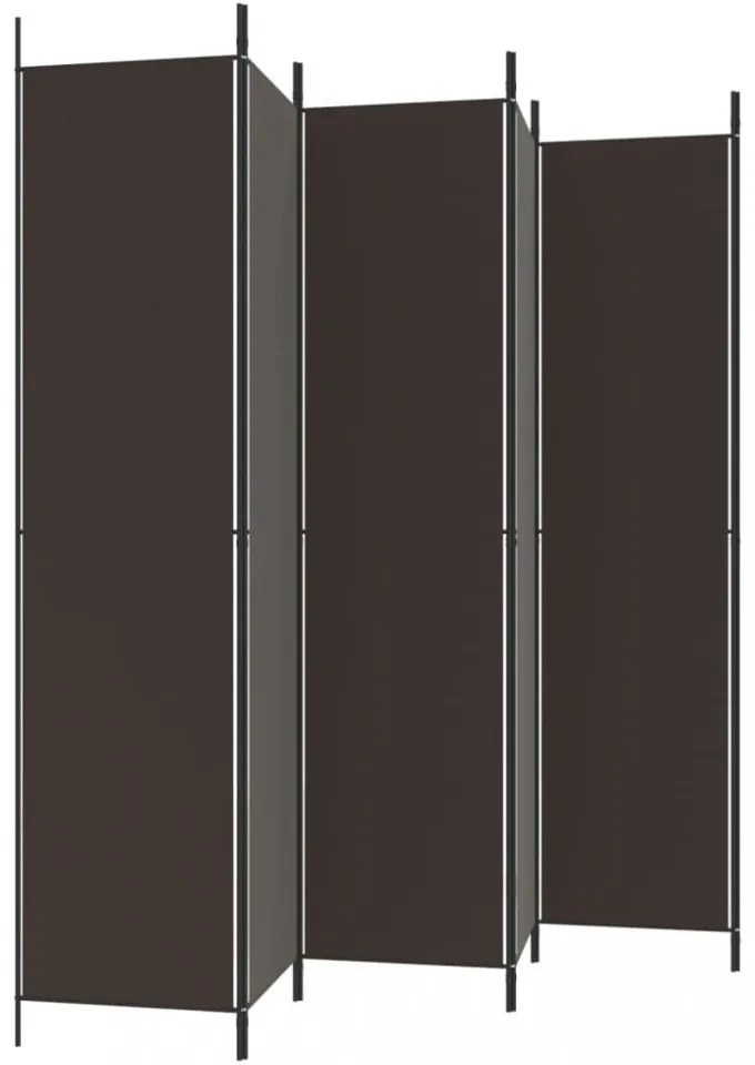 6 paneles barna szövet paraván 300 x 220 cm