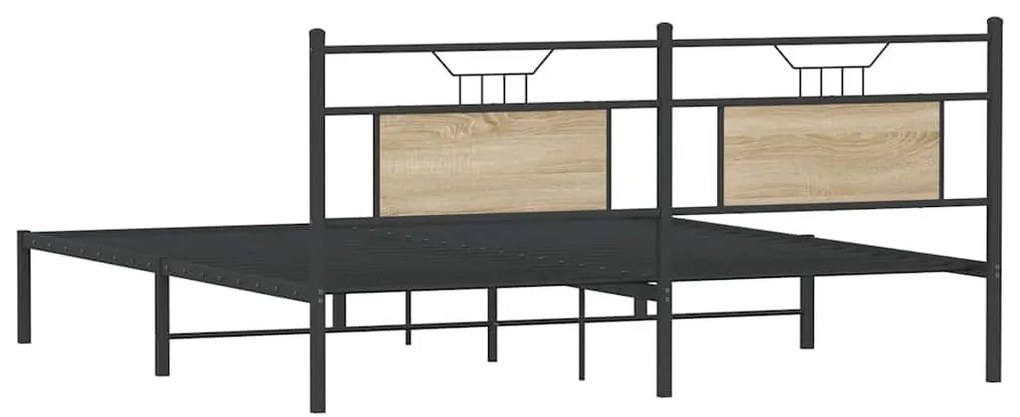 sonoma tölgy színű szerelt fa ágykeret matrac nélkül 183x213 cm
