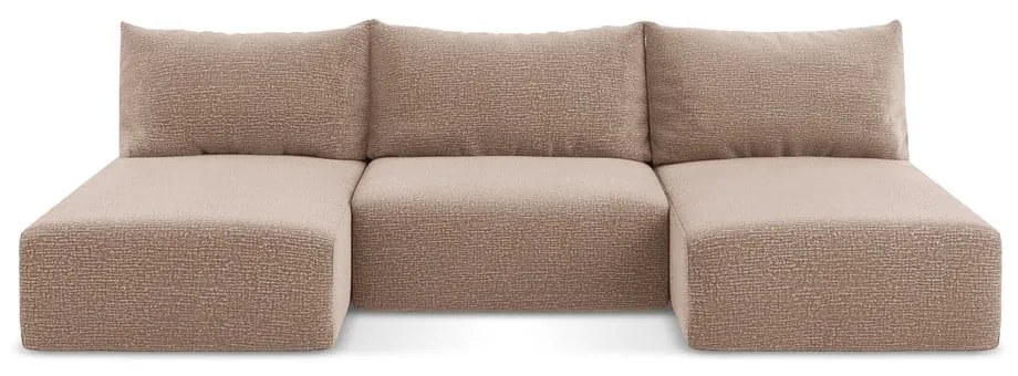 Világosbarna kinyitható-tárolóhelyes sarokkanapé Kalena – Makamii