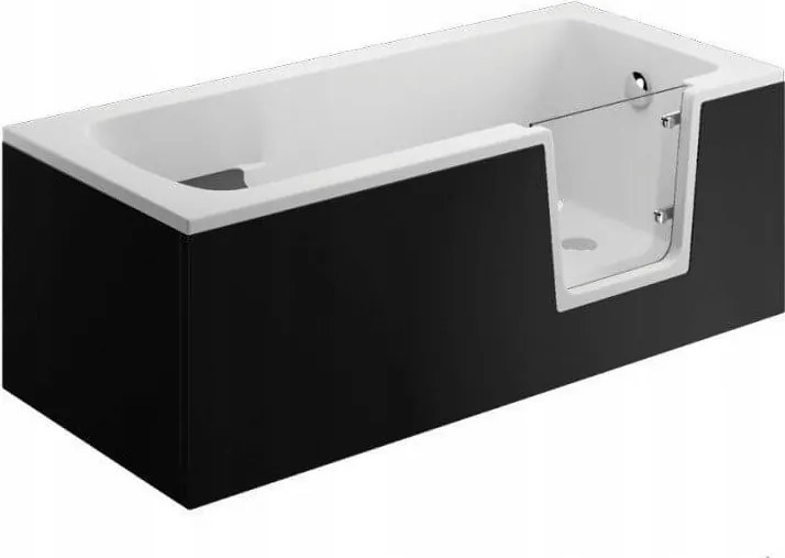 Avo 180x80 mozgáskorlátozottak számára kialakított ajtós kád fekete