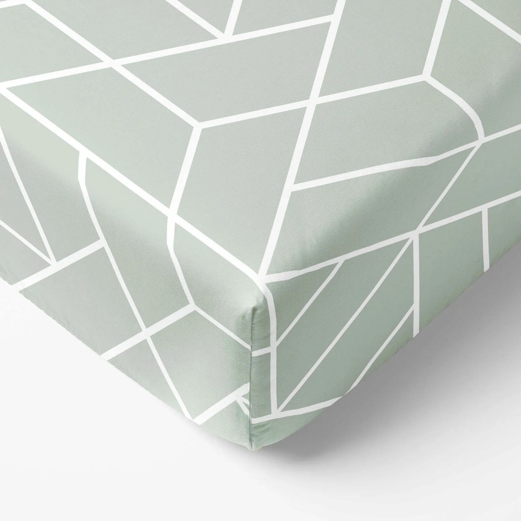 Goldea pamut körgumis lepedő - mozaik minta, zsálya alapon 140 x 200 cm