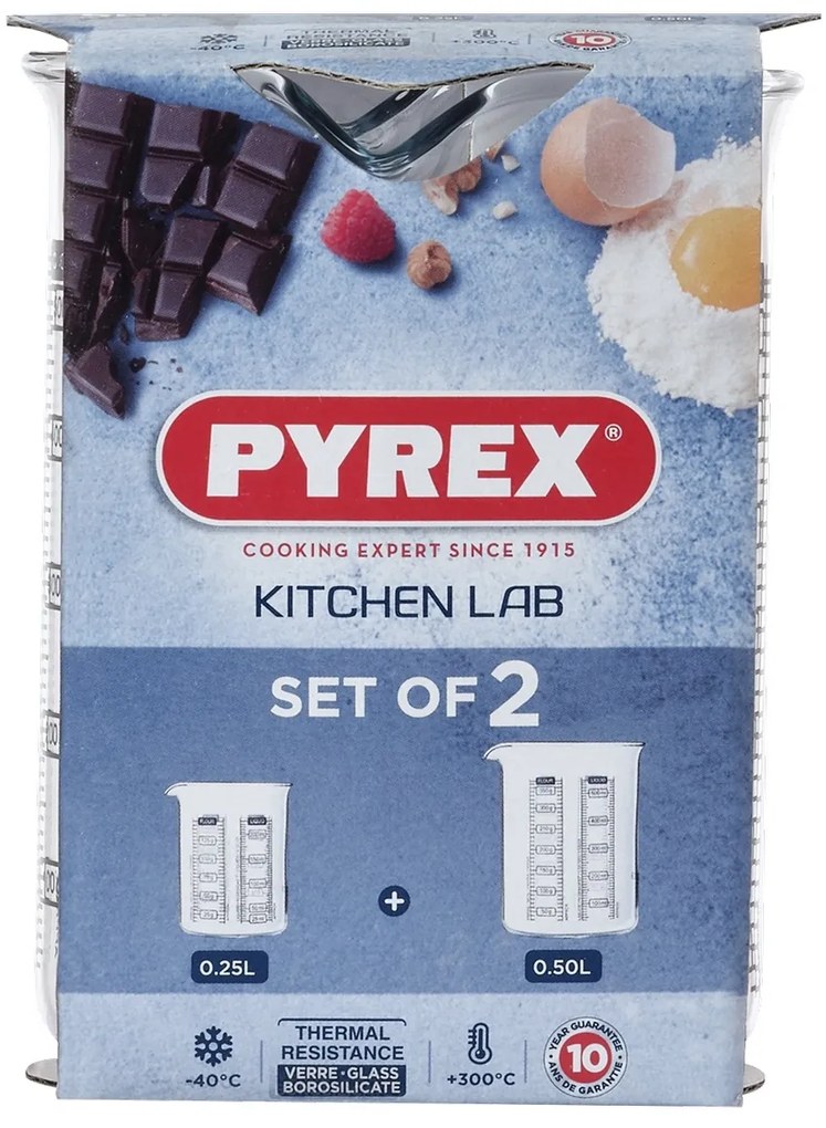 Pyrex üveg mérőpohár készlet 2 db, 0,25 l + 0,5 l