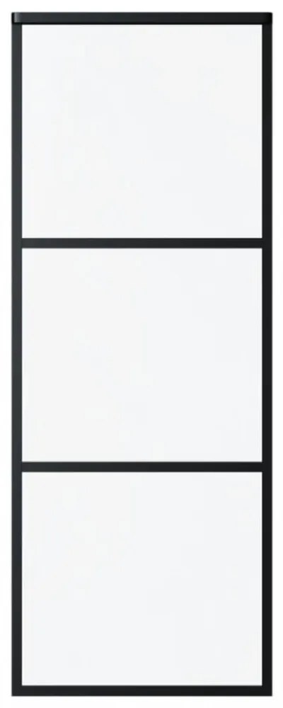 fekete ESG üveg és alumínium tolóajtó 3 paneles 76 x 205 cm