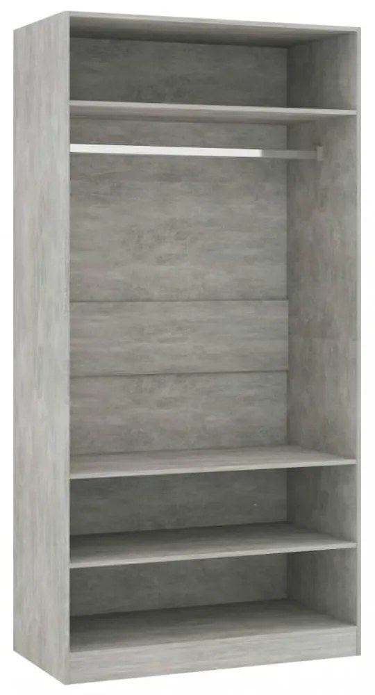 betonszürke szerelt fa ruhásszekrény 100 x 50 x 200 cm
