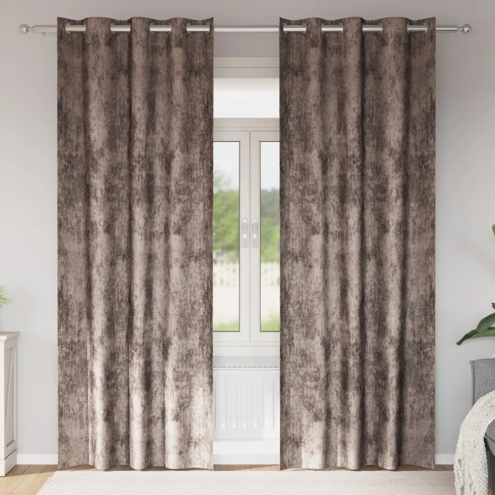 Bársony függöny szett 2 db szemfüggönnyel Kávé 245x140 cm