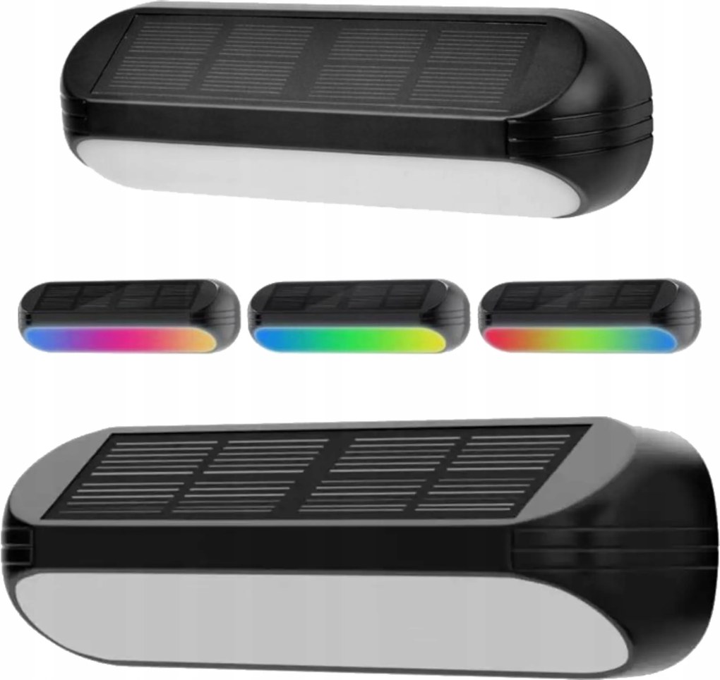 Napelemes LED-es homlokzati lámpatest Kerti fali lámpa Szürkület érzékelő