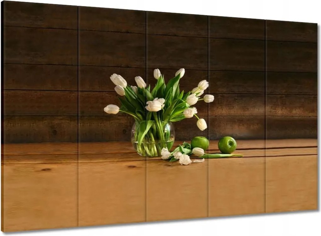 Vászonkép 100x70 Fehér tulipánok vázában