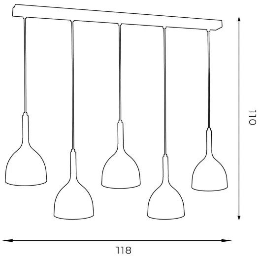 Csillár zsinóron NOAK WOOD 5xE27/15W/230V fekete/bükkfa