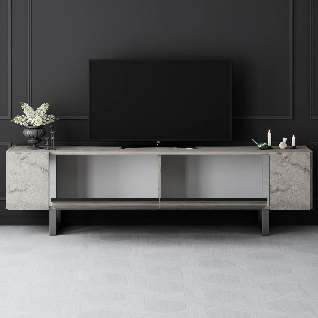 TV szekrény Yildiz - Travertine, Silver