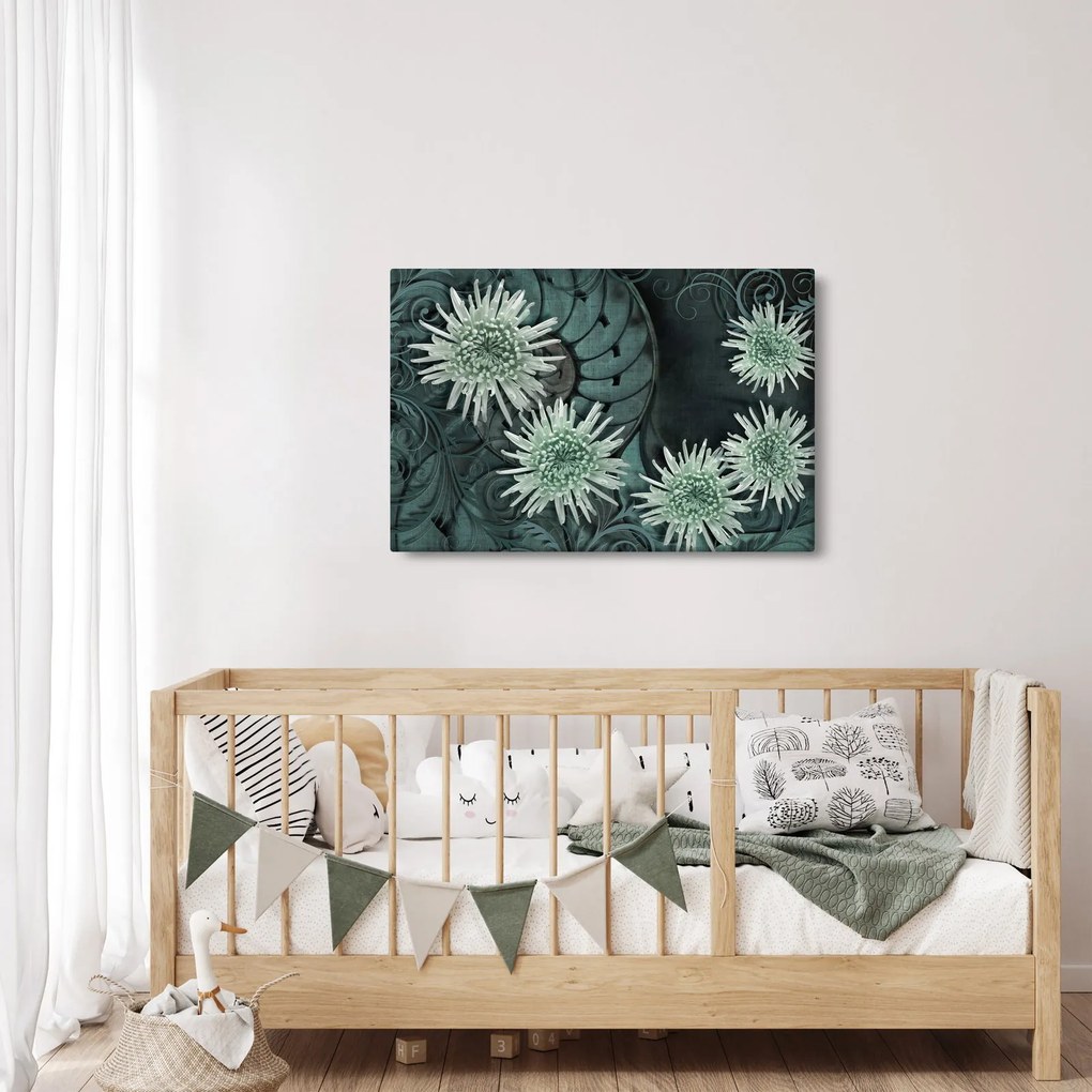 Kép - Zöld virágok (90x60 cm)