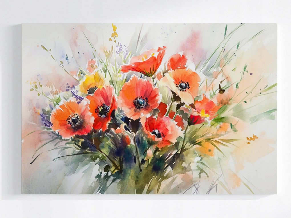 Vászonkép Canvas Természet Dekoráció Mezei Virágok Pipacs Csokor 60x40