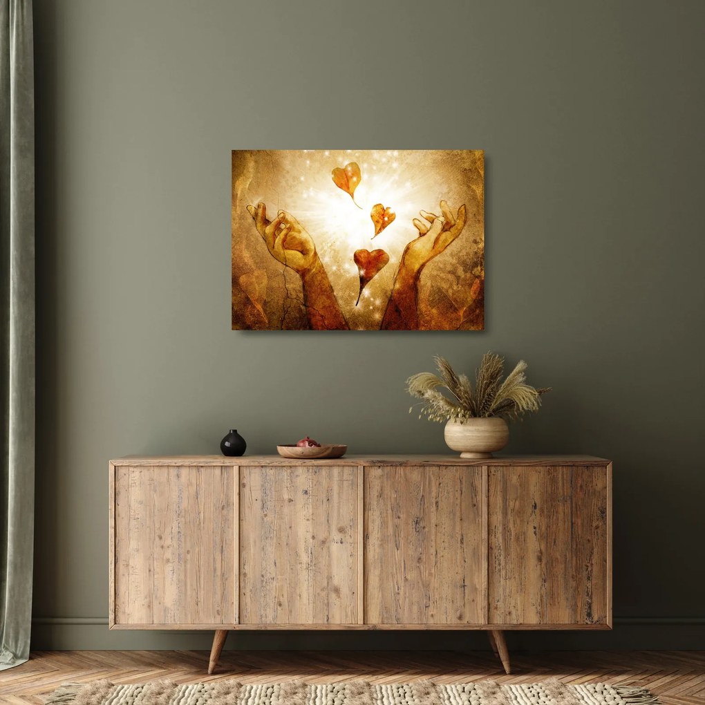 Kép - Szeretettel teli kezek festménye (üvegen) (70x50 cm)