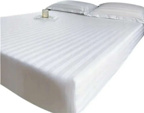Luxus Fehér Gumis Lepedő 180x200 Egyiptomi Pamut Glamour Csíkok