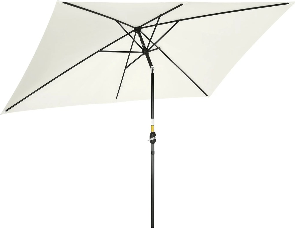 Outsunny Alumínium Napernyő 200x300x253 cm Téglalap alakú Kertiparaván Forgatókaros és Levehető UV-védett Lábazattal Teraszra, Medencéhez, Kertbe, Kül