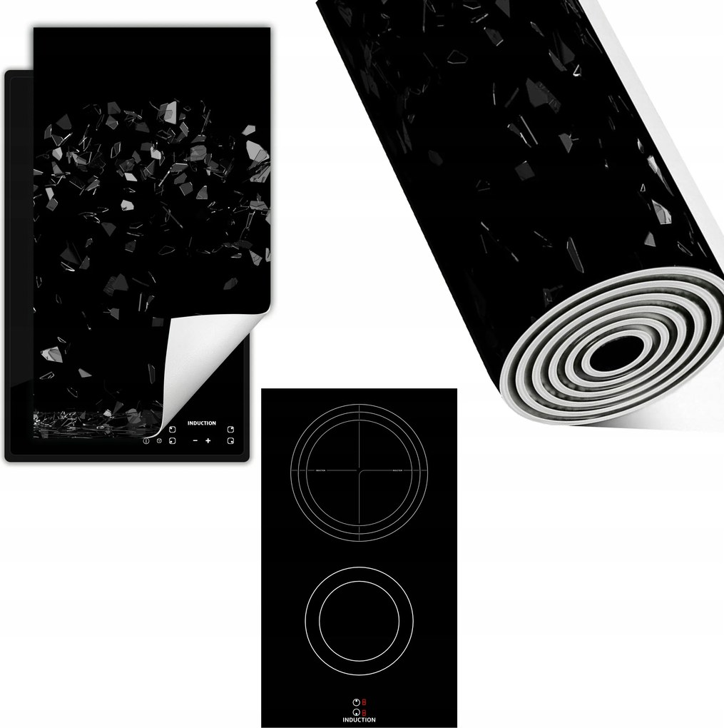 Indukciós Védőszőnyeg Konyhapult 30x52 fekete üveg
