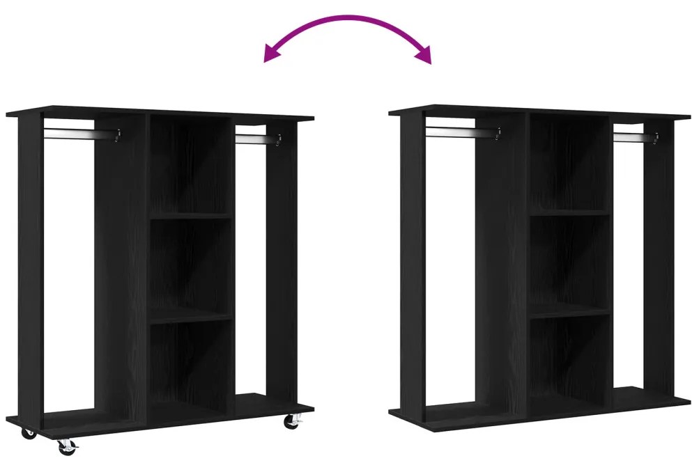 Gardrób Kerekekkel Fekete Tölgy 102x38x110 cm Mérnöki Fa