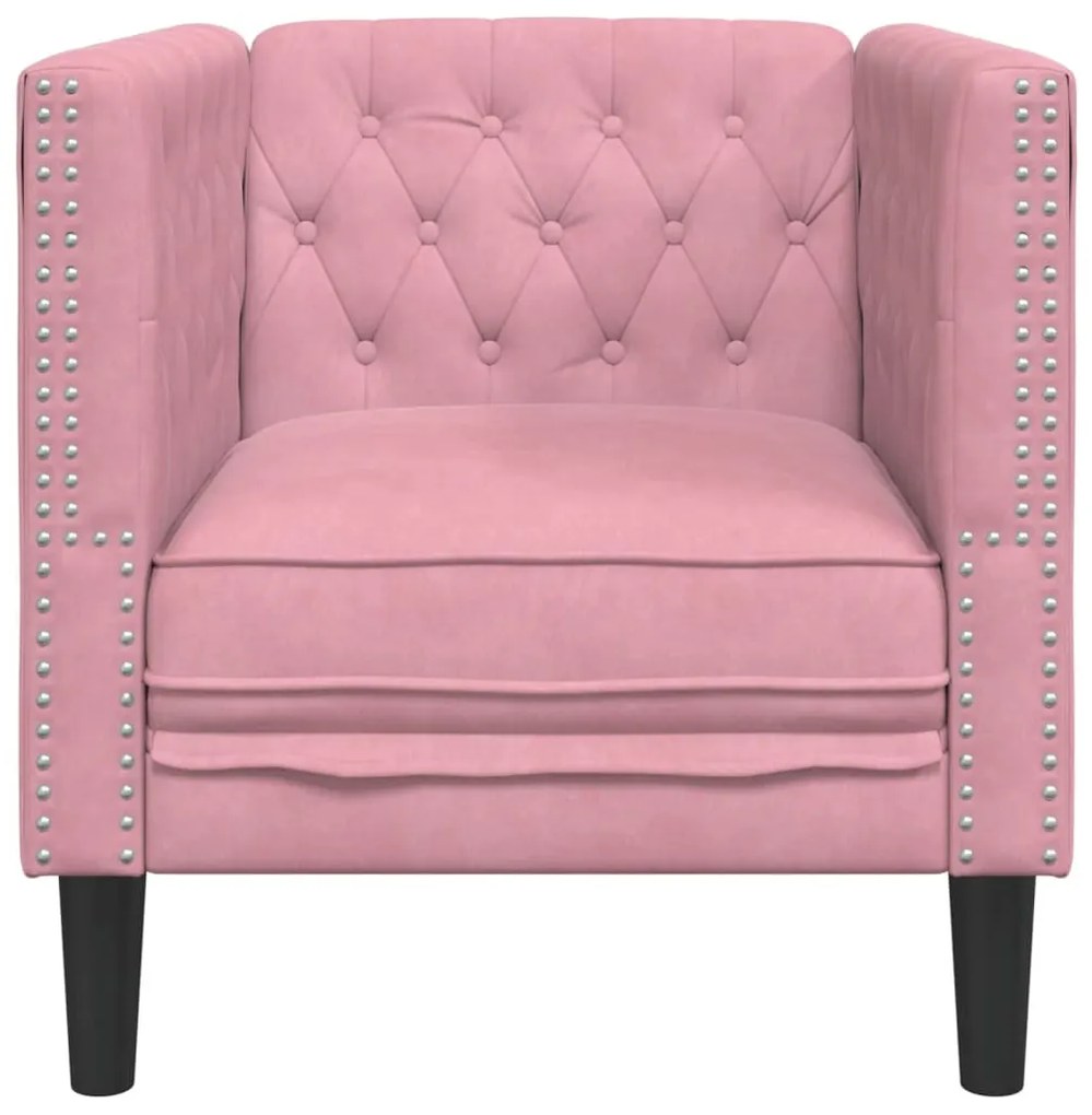 rózsaszín bársony Chesterfield kanapéfotel