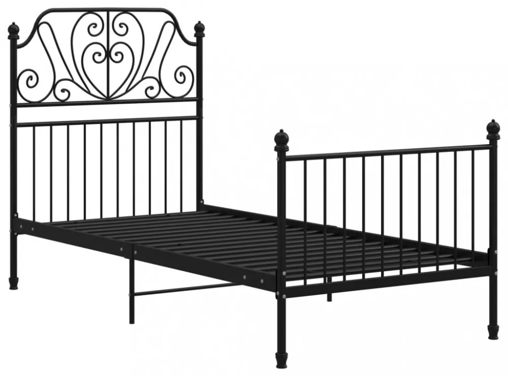 fekete fém ágykeret 90 x 200 cm