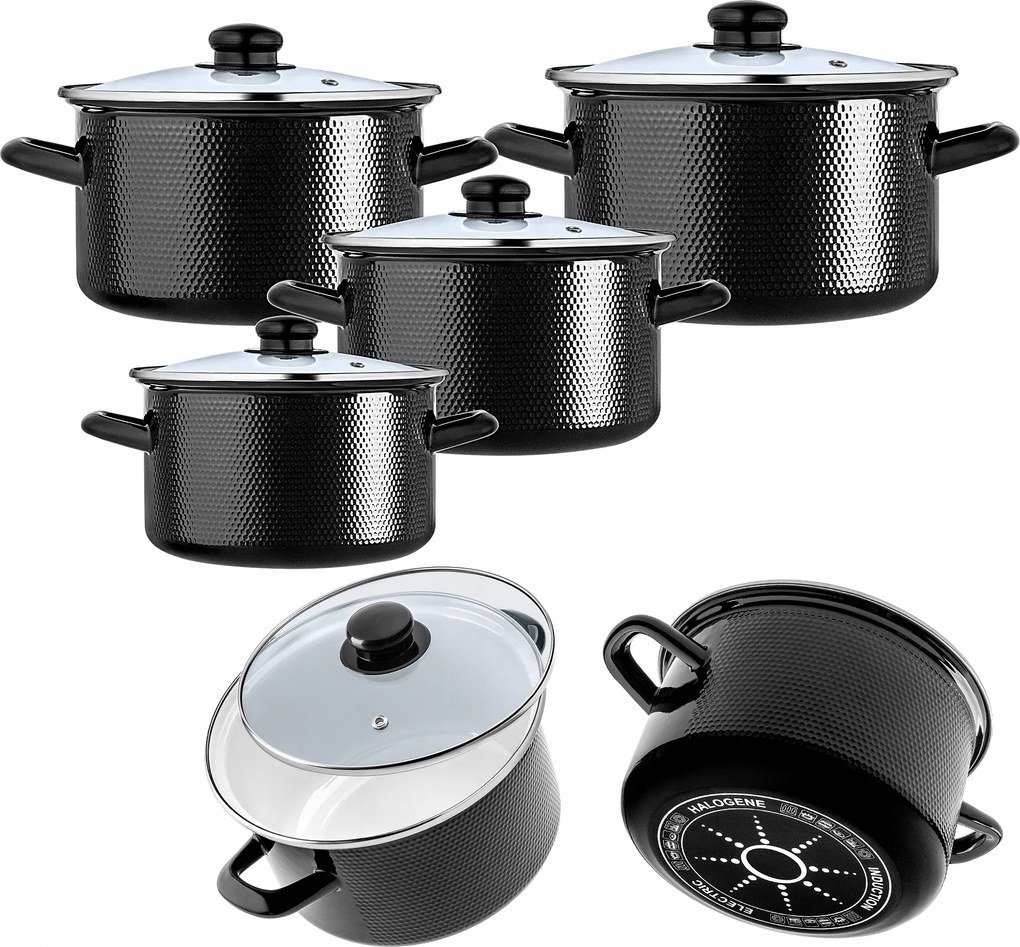 Zománcozott Edénykészlet Szett 8DB-OS Gáz Indukciós Hagyományos Fedővel