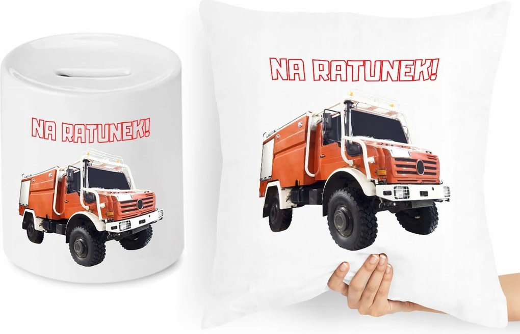 Tűzoltó Párna Szett Persely Ajándék fényképes nyomtatással