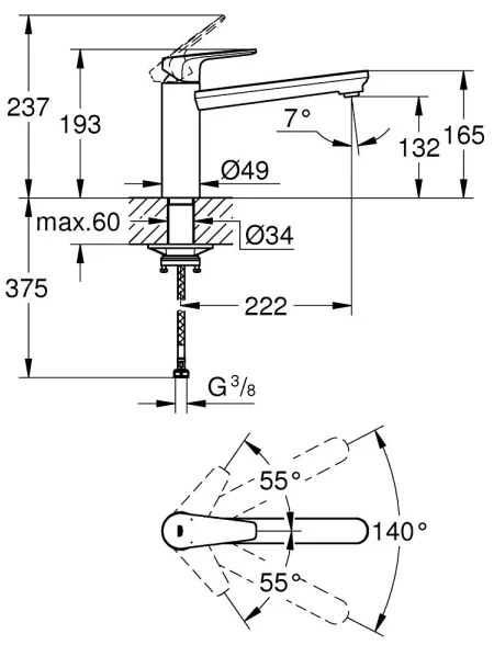 GROHE 31693000 - BAUEDGE 193 mm mosogató csaptelep fényes króm