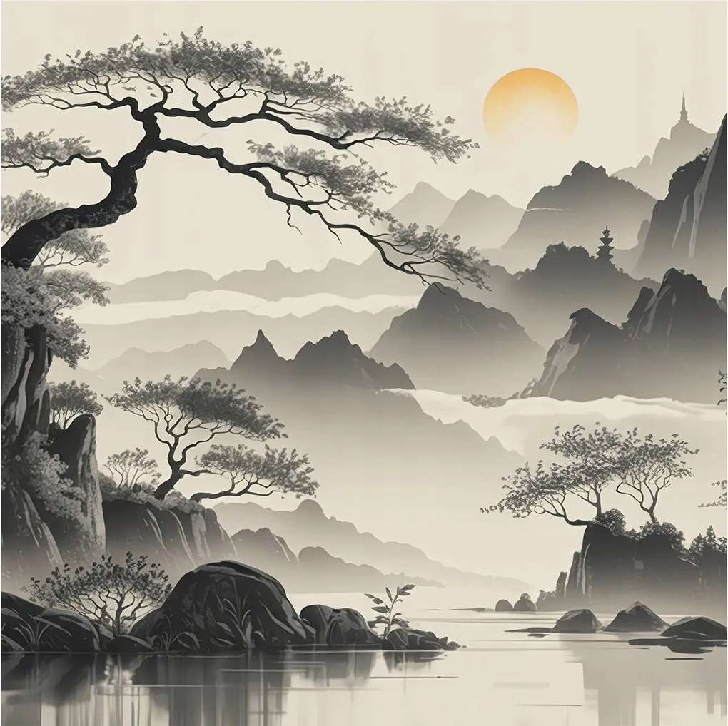 Divatos Flizelin Fali Tapéta Furnér Keleti táj 250x250 Ragasztó