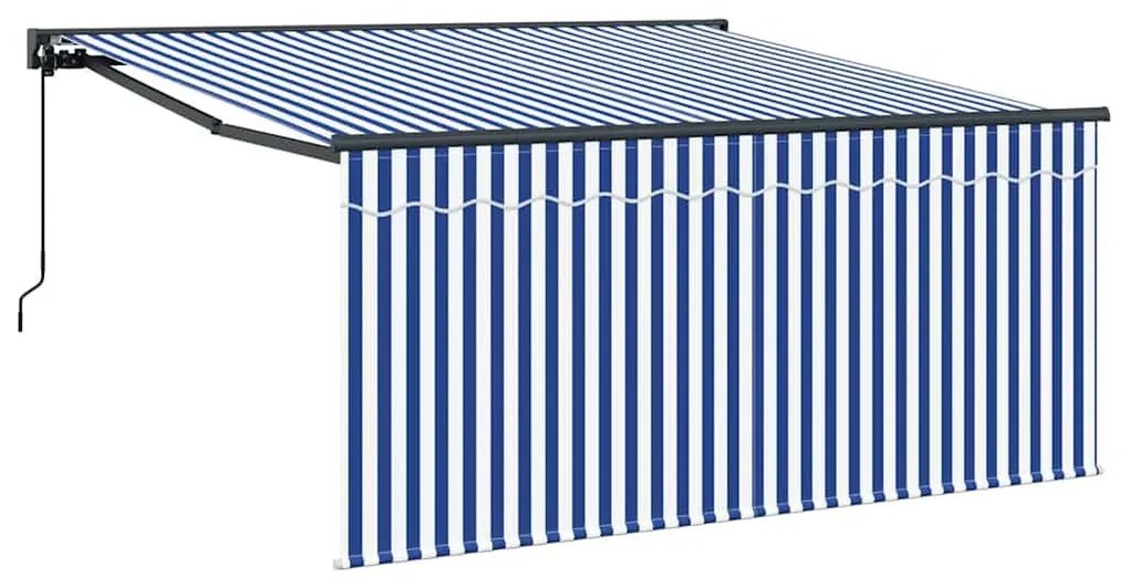 Behúzható napellenző Kék és fehér 300 x 250 cm szövet
